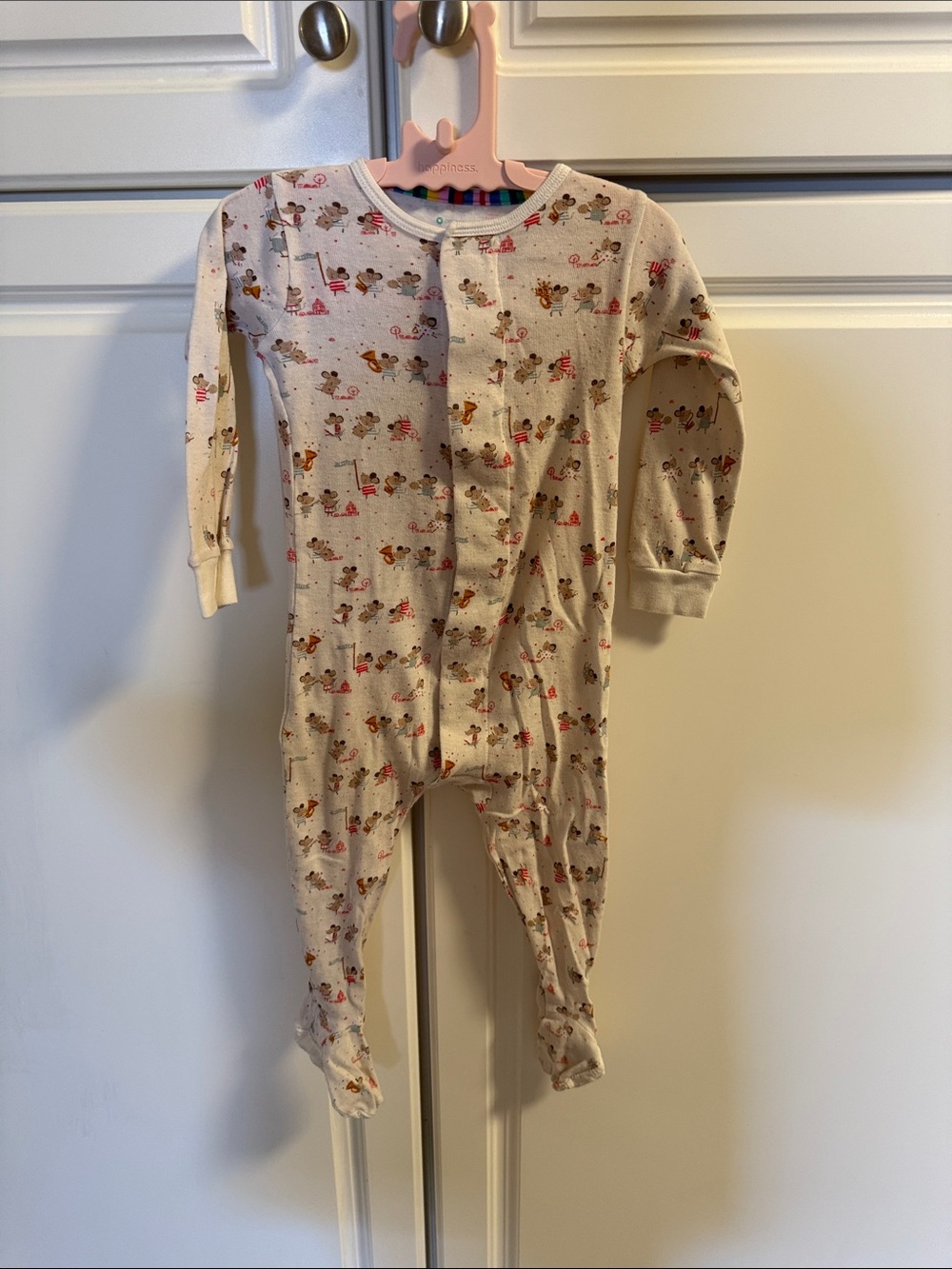 Magnetic Me Cream Organic Footed Pajamas with Pink and Brown Accents